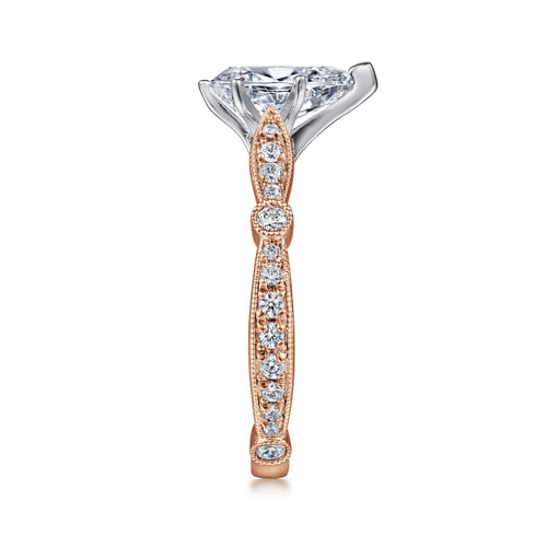 14K White-Rose Gold Pear Shape Diamond Engagement Ring