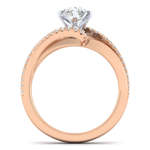 14K White-Rose Gold Pear Shape Diamond Engagement Ring