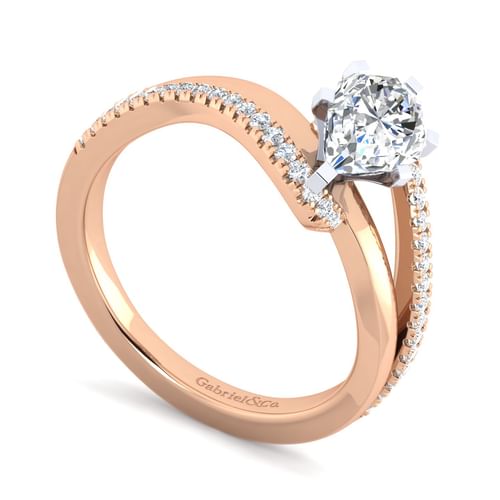 14K White-Rose Gold Pear Shape Diamond Engagement Ring