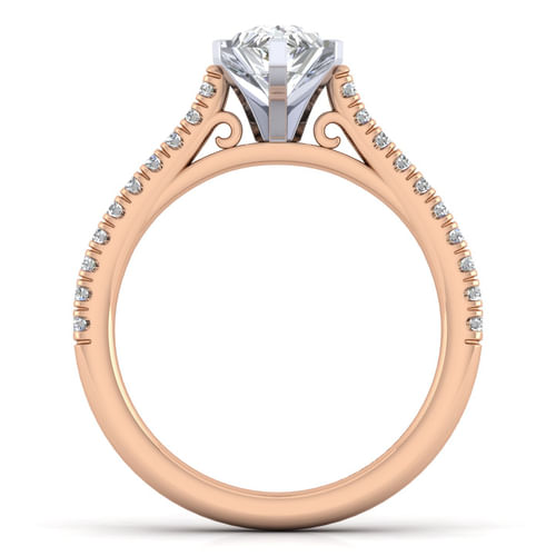 14K White-Rose Gold Pear Shape Diamond Engagement Ring