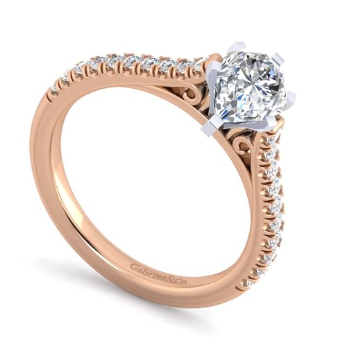 14K White-Rose Gold Pear Shape Diamond Engagement Ring