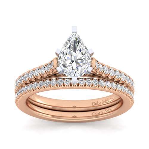 14K White-Rose Gold Pear Shape Diamond Engagement Ring