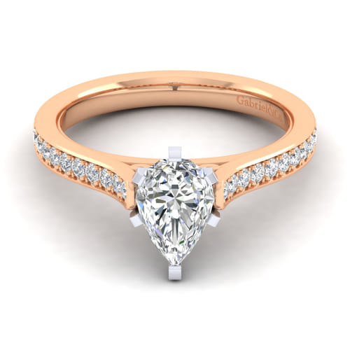14K White-Rose Gold Pear Shape Diamond Engagement Ring 14K White-Rose Gold Pear Shape Diamond Engagement Ring