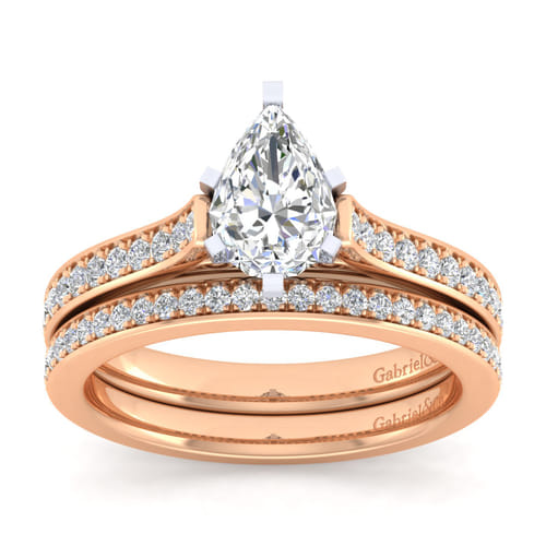 14K White-Rose Gold Pear Shape Diamond Engagement Ring 14K White-Rose Gold Pear Shape Diamond Engagement Ring