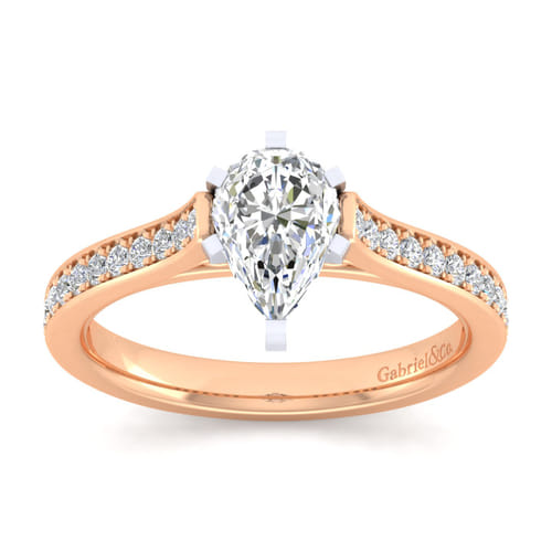 14K White-Rose Gold Pear Shape Diamond Engagement Ring 14K White-Rose Gold Pear Shape Diamond Engagement Ring