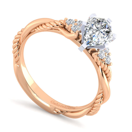 14K White-Rose Gold Pear Shape Diamond Engagement Ring