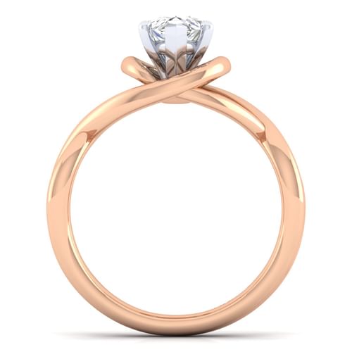 14K White-Rose Gold Pear Shape Diamond Engagement Ring