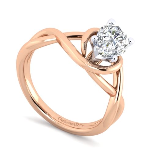 14K White-Rose Gold Pear Shape Diamond Engagement Ring