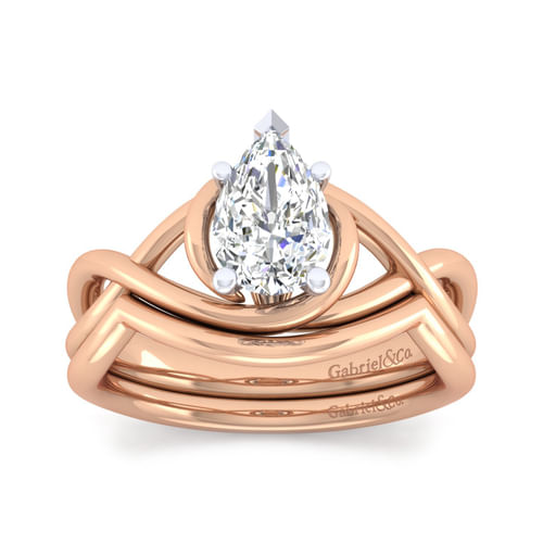 14K White-Rose Gold Pear Shape Diamond Engagement Ring