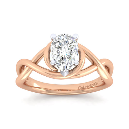 14K White-Rose Gold Pear Shape Diamond Engagement Ring