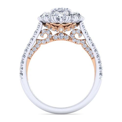 14K White-Rose Gold Pear Shape Double Halo Diamond Engagement Ring 14K White-Rose Gold Pear Shape Double Halo Diamond Engagement Ring