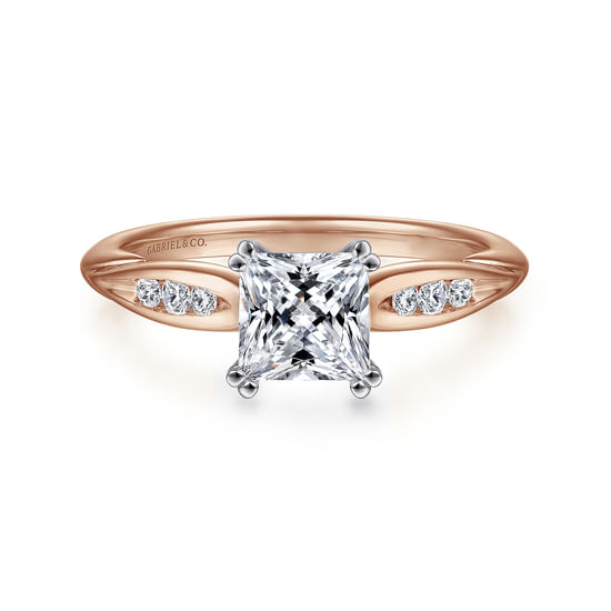 Gabriel - 14K White-Rose Gold Princess Cut Diamond Channel Set Engagement Ring