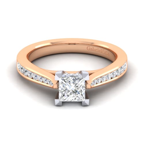 14K White-Rose Gold Princess Cut Diamond Channel Set Engagement Ring 14K White-Rose Gold Princess Cut Diamond Channel Set Engagement Ring