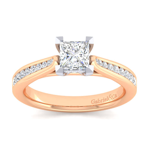 14K White-Rose Gold Princess Cut Diamond Channel Set Engagement Ring 14K White-Rose Gold Princess Cut Diamond Channel Set Engagement Ring