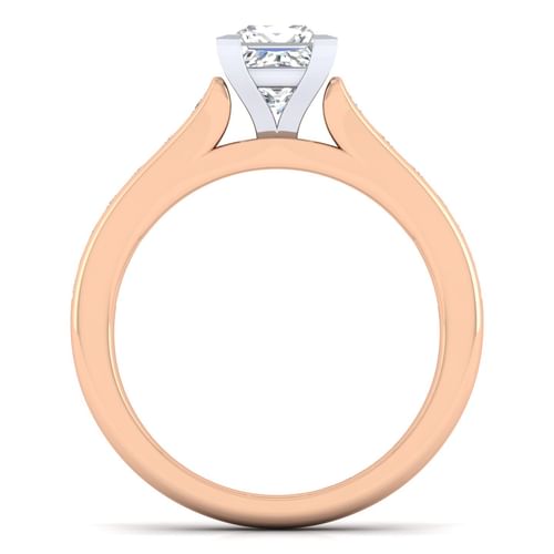 14K White-Rose Gold Princess Cut Diamond Channel Set Engagement Ring