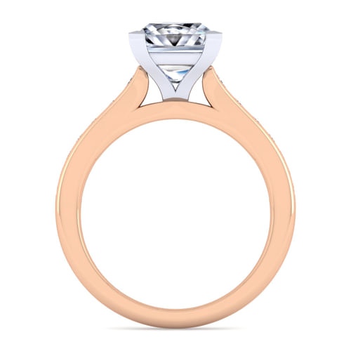 14K White-Rose Gold Princess Cut Diamond Channel Set Engagement Ring