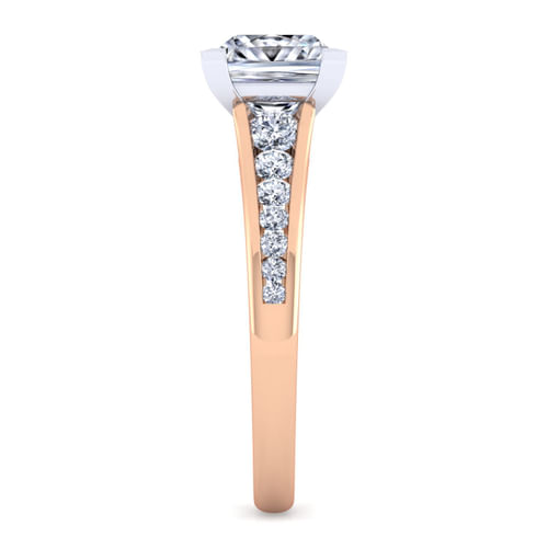 14K White-Rose Gold Princess Cut Diamond Channel Set Engagement Ring