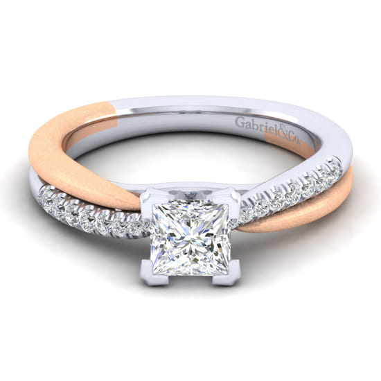 Gabriel - 14K White-Rose Gold Princess Cut Diamond Engagement Ring