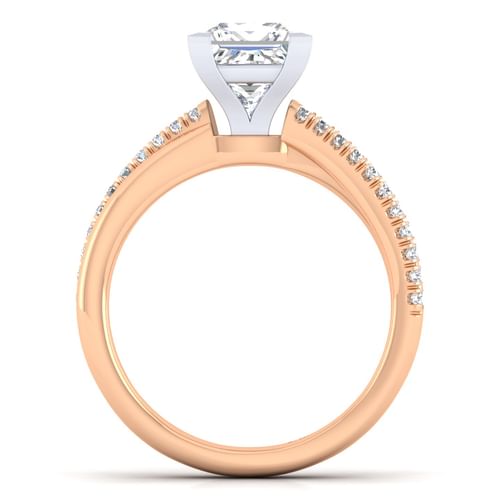 14K White-Rose Gold Princess Cut Diamond Engagement Ring