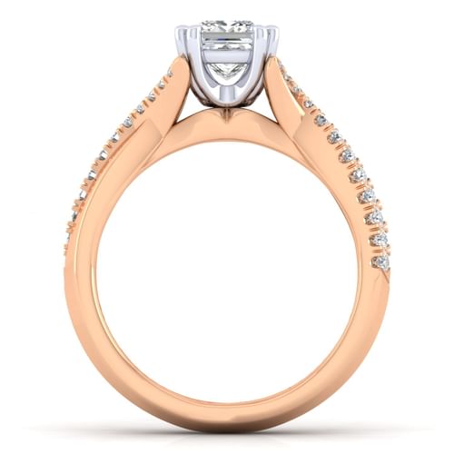 14K White-Rose Gold Princess Cut Diamond Engagement Ring
