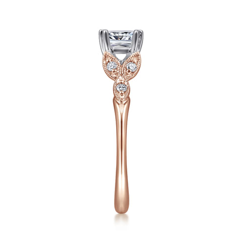 14K White-Rose Gold Princess Cut Diamond Engagement Ring