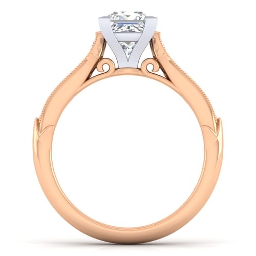 14K White-Rose Gold Princess Cut Diamond Engagement Ring