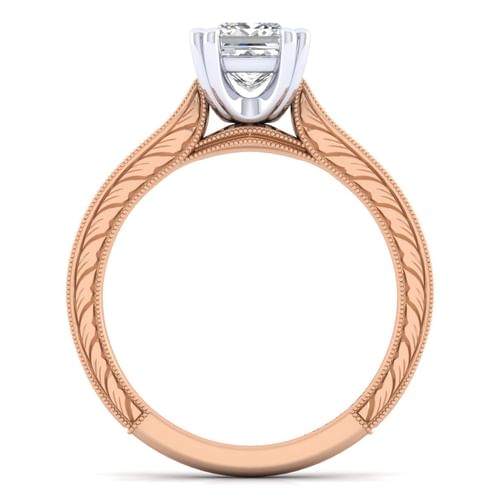 14K White-Rose Gold Princess Cut Diamond Engagement Ring