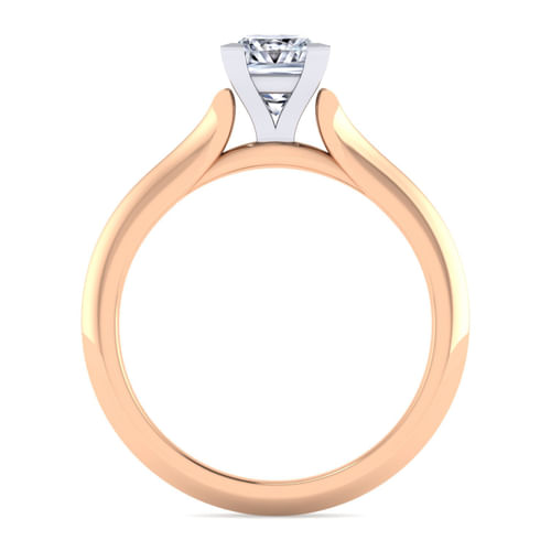 14K White-Rose Gold Princess Cut Diamond Engagement Ring