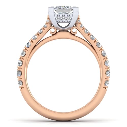 14K White-Rose Gold Princess Cut Diamond Engagement Ring