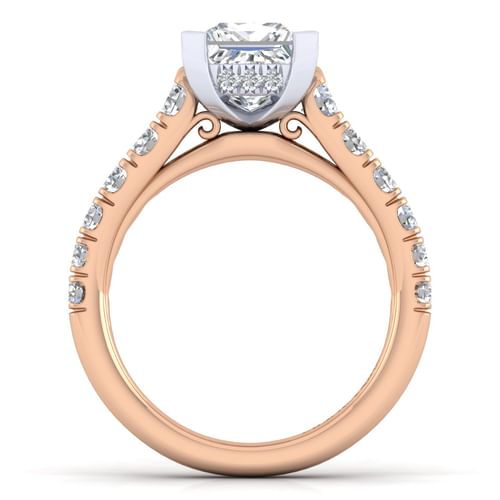 14K White-Rose Gold Princess Cut Diamond Engagement Ring