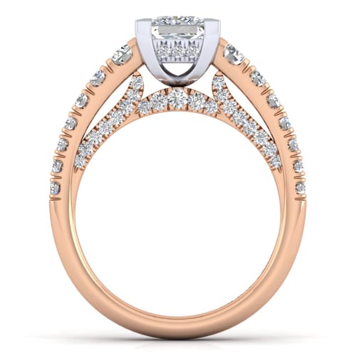 14K White-Rose Gold Princess Cut Diamond Engagement Ring