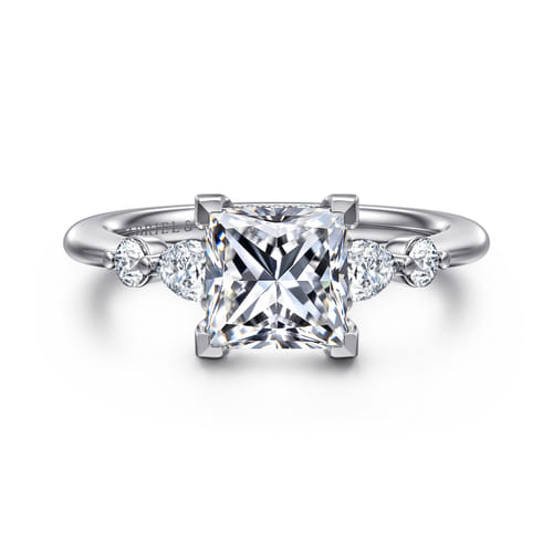 14K White-Rose Gold Princess Cut Diamond Engagement Ring