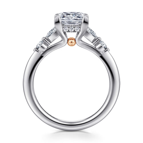 14K White-Rose Gold Princess Cut Diamond Engagement Ring
