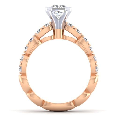 14K White-Rose Gold Princess Cut Diamond Engagement Ring