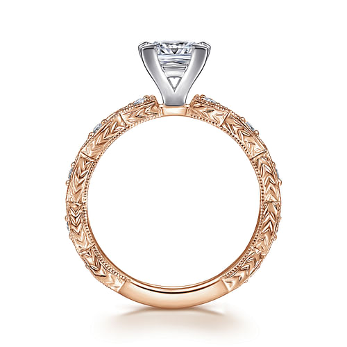 14K White-Rose Gold Princess Cut Diamond Engagement Ring