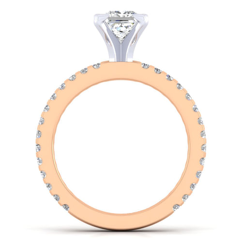 14K White-Rose Gold Princess Cut Diamond Engagement Ring