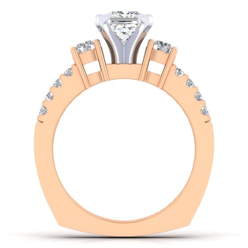 14K White-Rose Gold Princess Cut Diamond Engagement Ring
