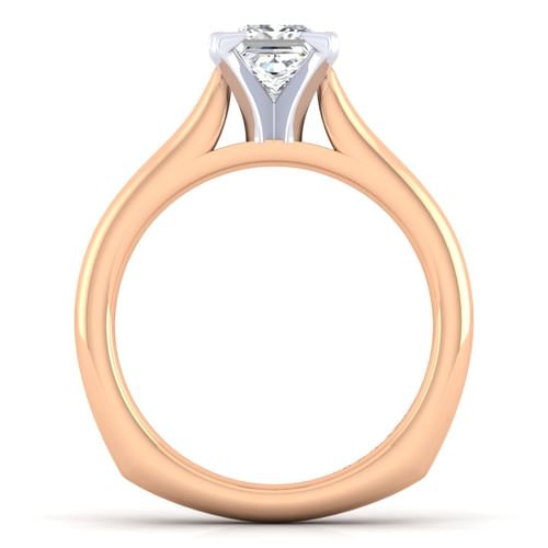 14K White-Rose Gold Princess Cut Diamond Engagement Ring