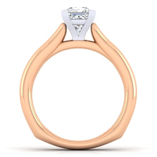 14K White-Rose Gold Princess Cut Diamond Engagement Ring