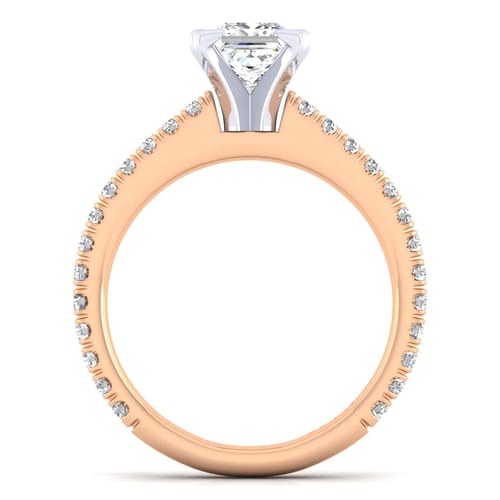 14K White-Rose Gold Princess Cut Diamond Engagement Ring