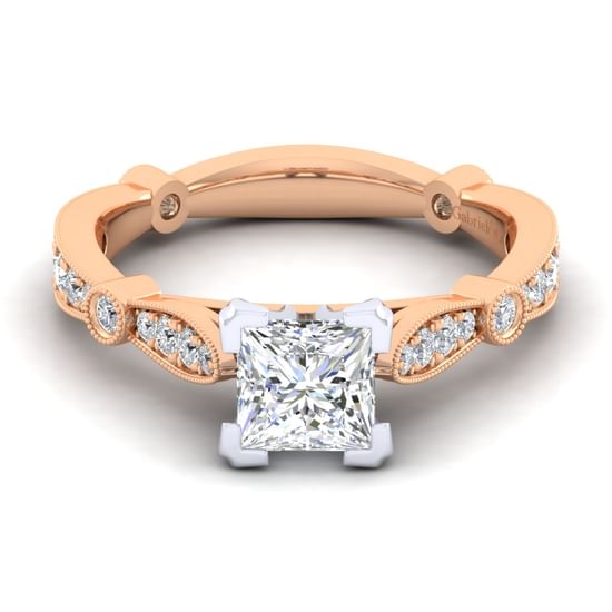 Gabriel - 14K White-Rose Gold Princess Cut Diamond Engagement Ring