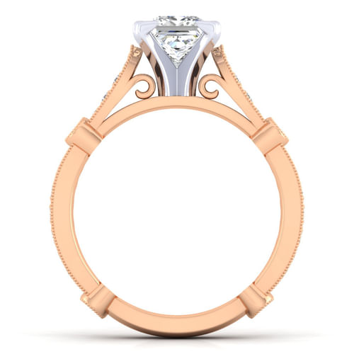 14K White-Rose Gold Princess Cut Diamond Engagement Ring