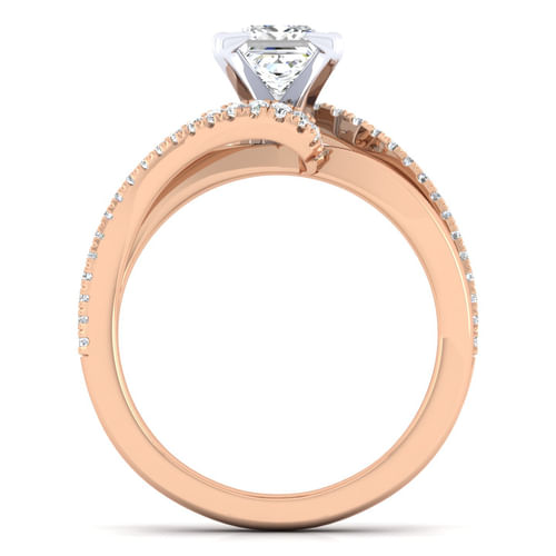 14K White-Rose Gold Princess Cut Diamond Engagement Ring