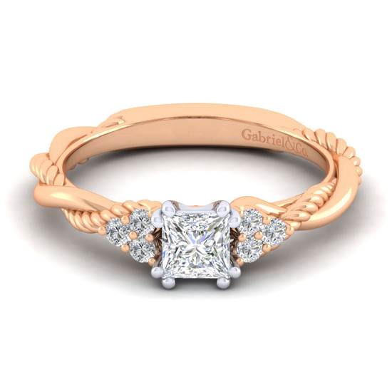 Gabriel - 14K White-Rose Gold Princess Cut Diamond Engagement Ring