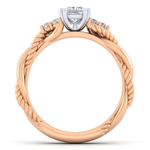 14K White-Rose Gold Princess Cut Diamond Engagement Ring