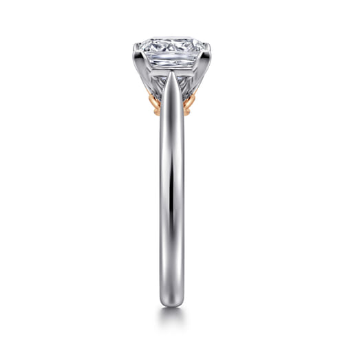 14K White-Rose Gold Princess Cut Lotus Diamond Engagement Ring