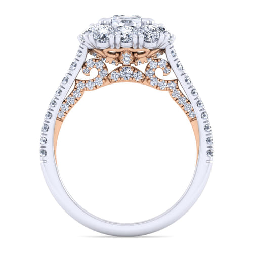14K White-Rose Gold Princess Double Halo Diamond Engagement Ring 14K White-Rose Gold Princess Double Halo Diamond Engagement Ring