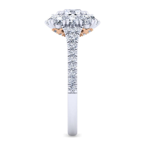 14K White-Rose Gold Princess Double Halo Diamond Engagement Ring 14K White-Rose Gold Princess Double Halo Diamond Engagement Ring