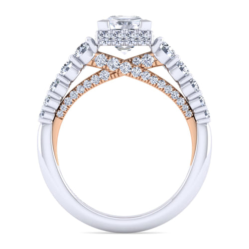 14K White-Rose Gold Princess Hidden Halo Diamond Engagement Ring 14K White-Rose Gold Princess Hidden Halo Diamond Engagement Ring