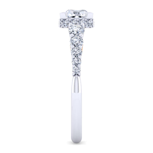 14K White-Rose Gold Princess Hidden Halo Diamond Engagement Ring 14K White-Rose Gold Princess Hidden Halo Diamond Engagement Ring